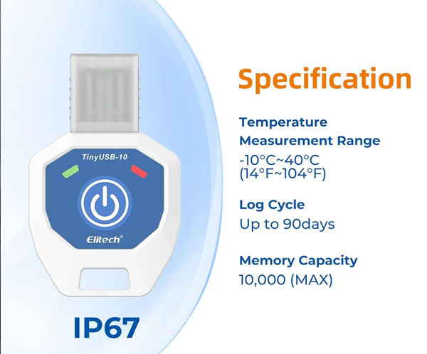 TinyUSB Single-Use Temperature Recorder Data Logger